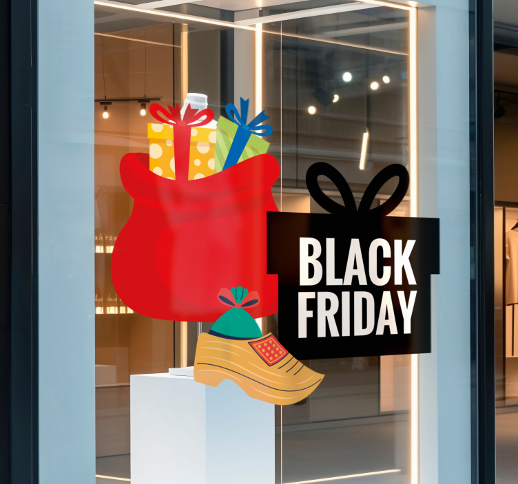 met zak en schoentje black friday sticker - TenStickers