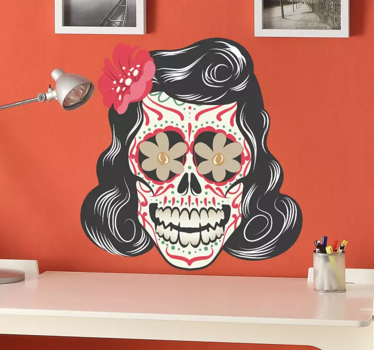 Mexico doodshoofd Día de Muertos sticker - TenStickers