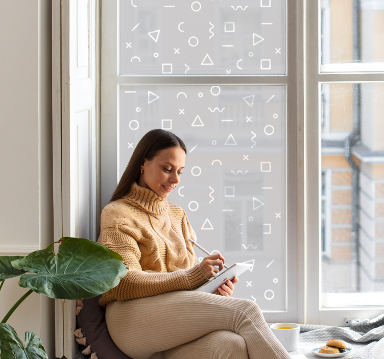 Minimalistisch patroon met vormen raamsticker - TenStickers