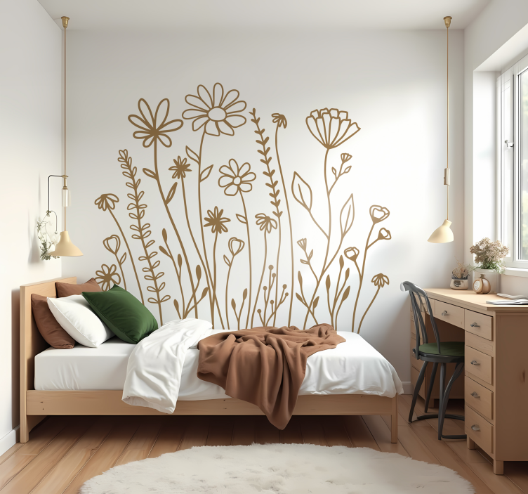 Minimalistische tuin bloemen muursticker - TenStickers