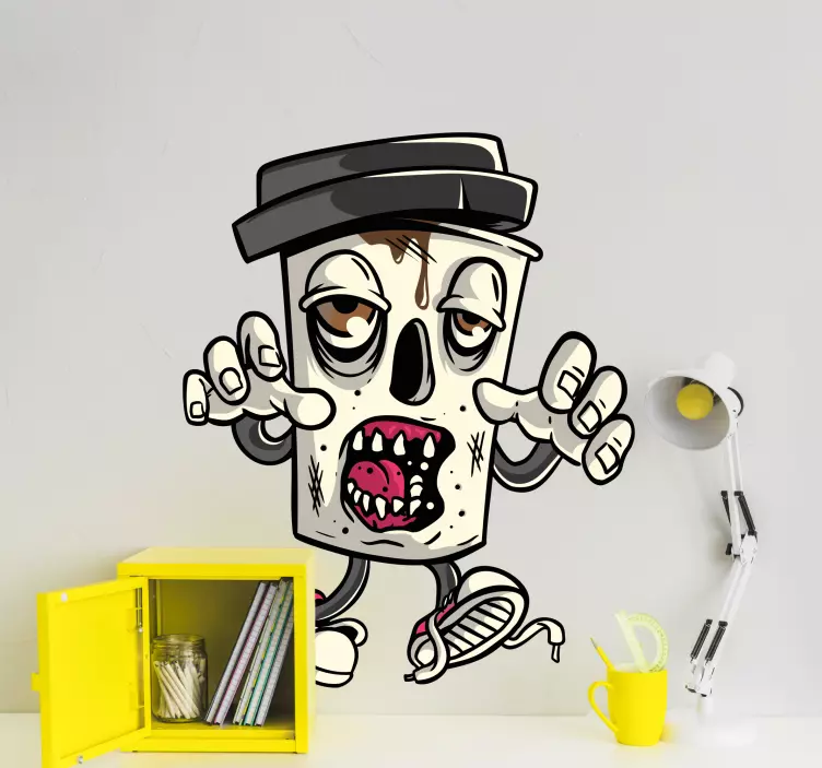 Zombie koffiekopje halloween sticker - TenStickers