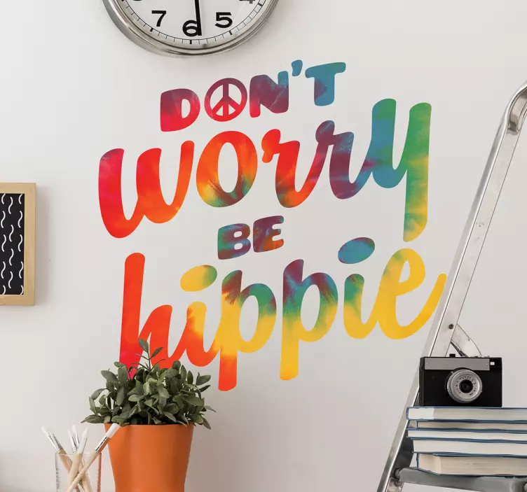 Motivatie stickers Hippie tekst - TenStickers