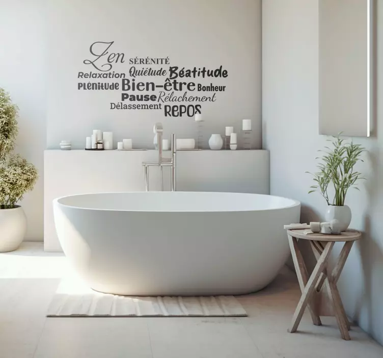 mots bonheur de bain thuis sticker - TenStickers