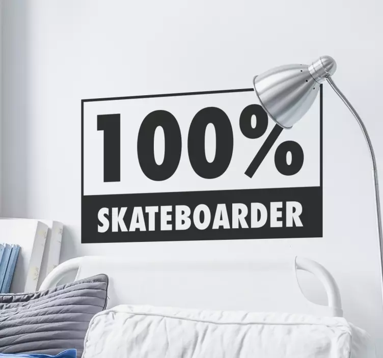 Muursticker 100% Skateboarder - TenStickers