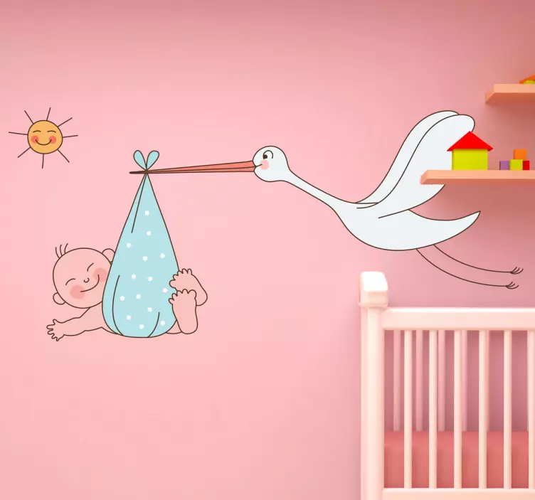 Muursticker Babykamer Ooievaar - TenStickers