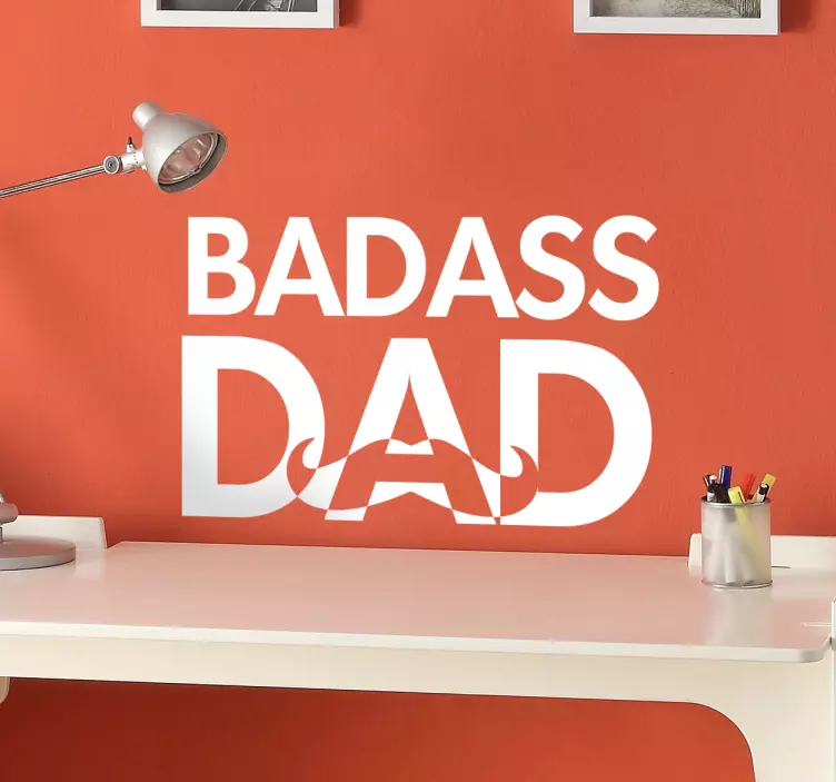Muursticker Badass Dad snor - TenStickers