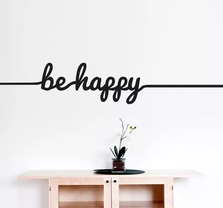 Tekst sticker met Be Happy - TenStickers
