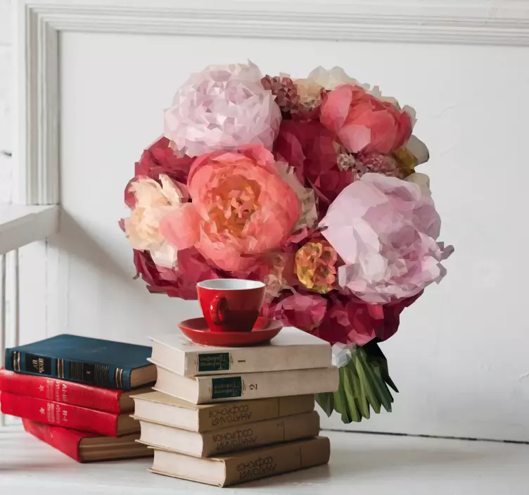Muursticker boeket bloemen polygoon - TenStickers