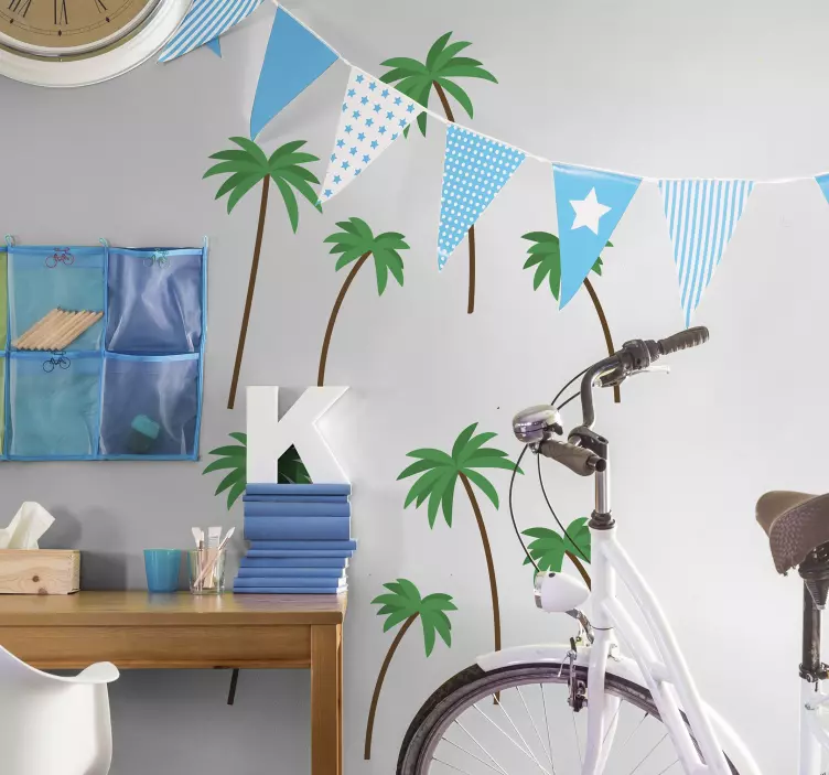 Muursticker boom kleine palmboompjes printje - TenStickers