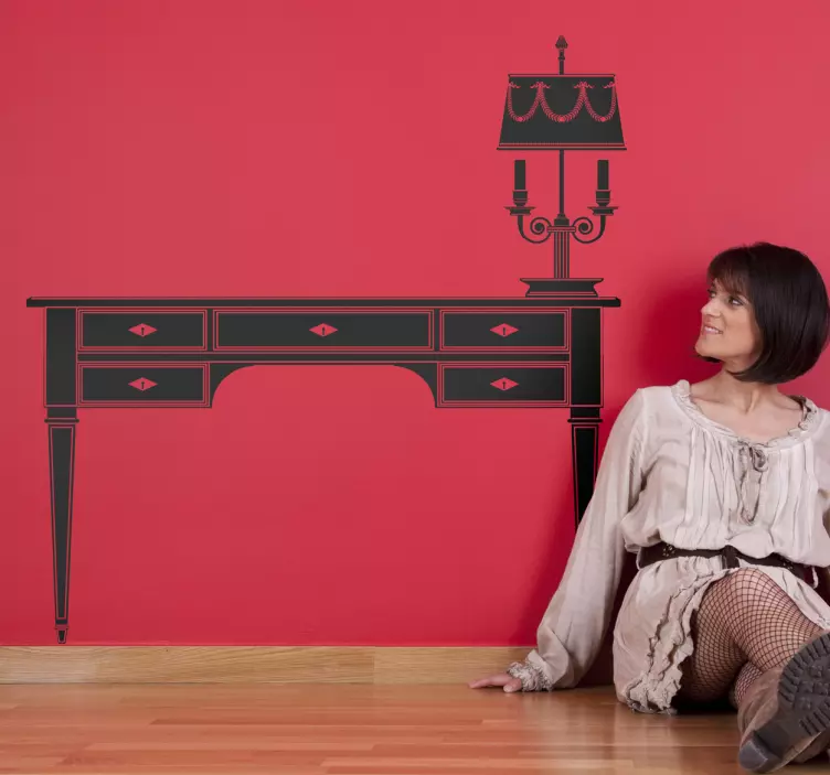 Muursticker Bureau en Bureaulamp - TenStickers