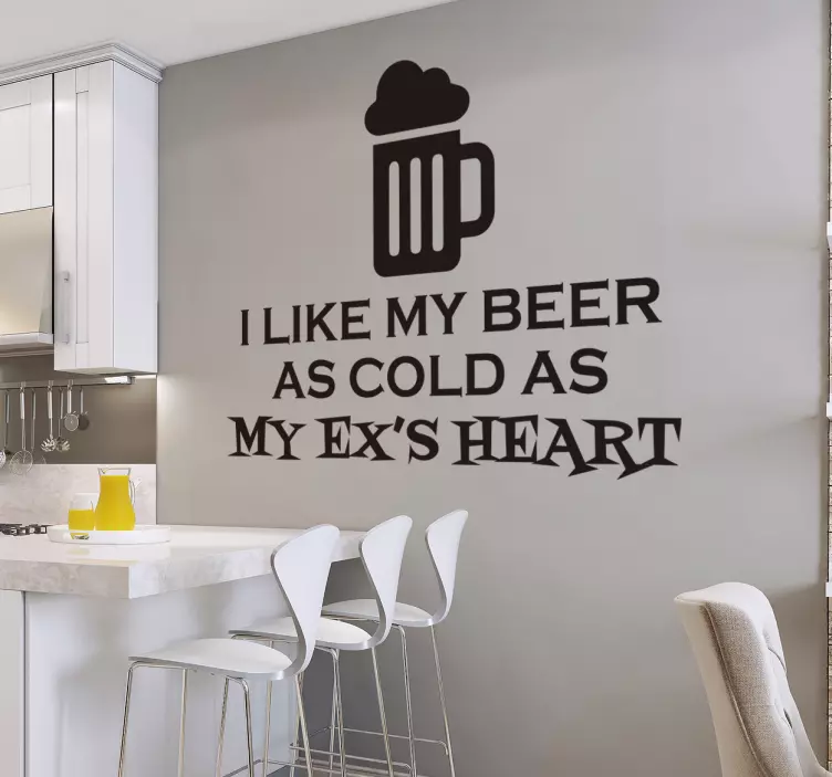 Muursticker Cold Beer Ex´s Heart - TenStickers