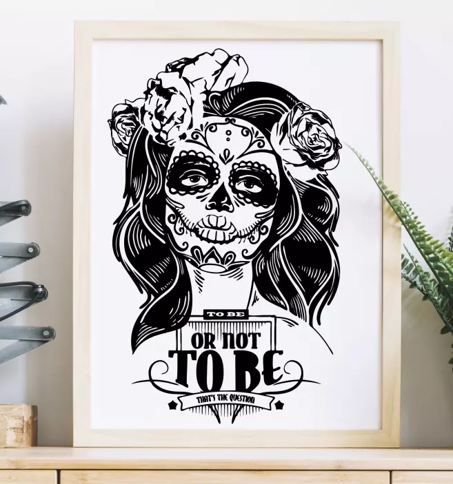 Muursticker doodshoofd or not to be - TenStickers