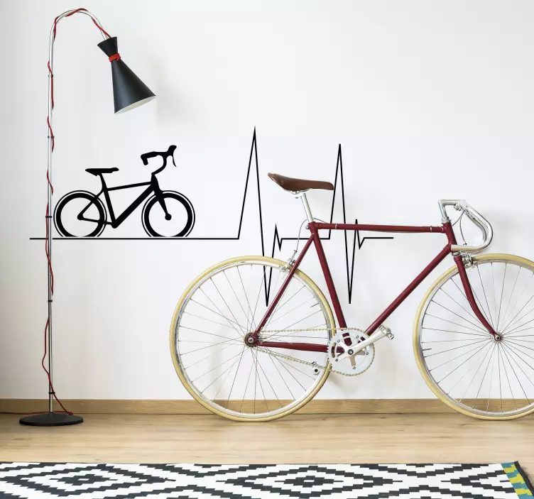 Muursticker fiets met hartslagen - TenStickers