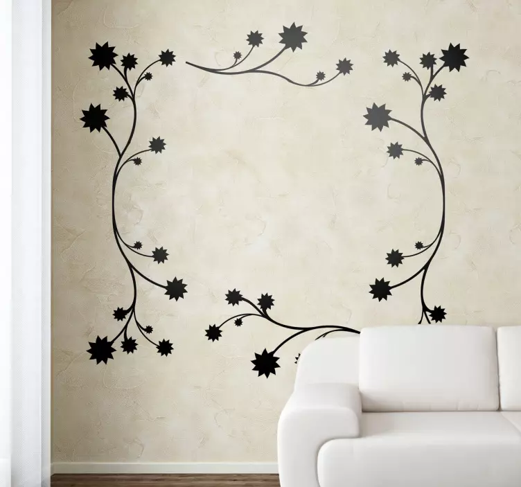 Muursticker woonkamer frame van bloemen - TenStickers