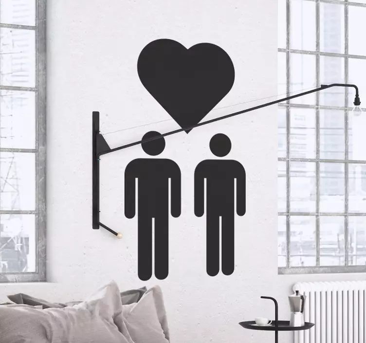 Muursticker Gay Stel met Hart - TenStickers