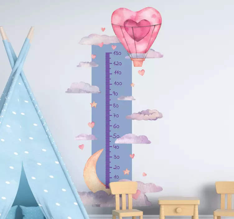 Muursticker groeimeter hart ballon groeimeter - TenStickers