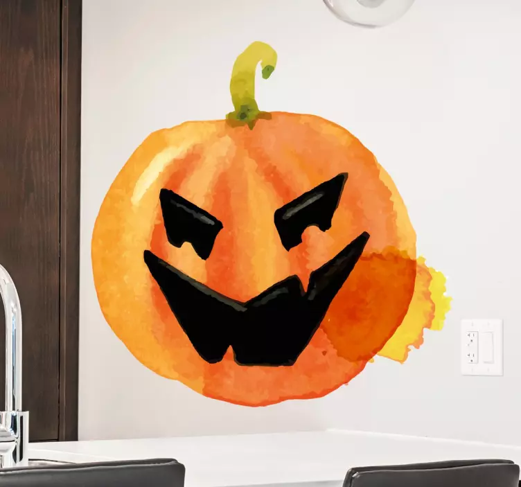 Muursticker Halloween Waterverf Pompoem - TenStickers
