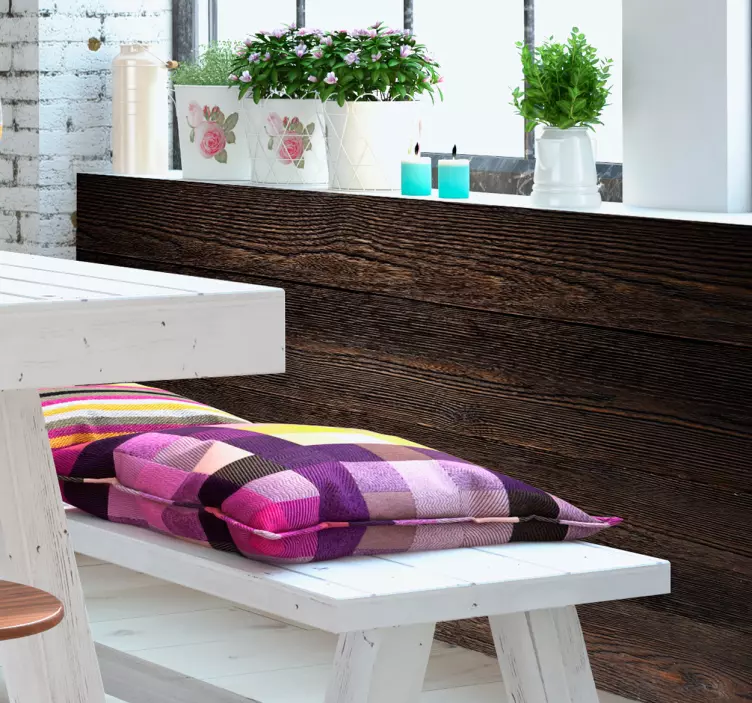 Muursticker donker bruin hout - TenStickers