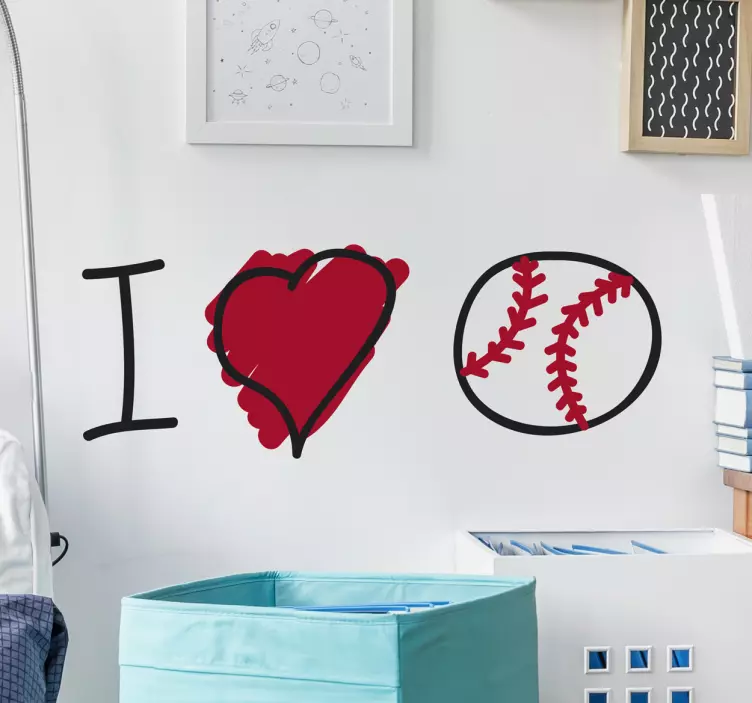 Muursticker I love Baseball - TenStickers