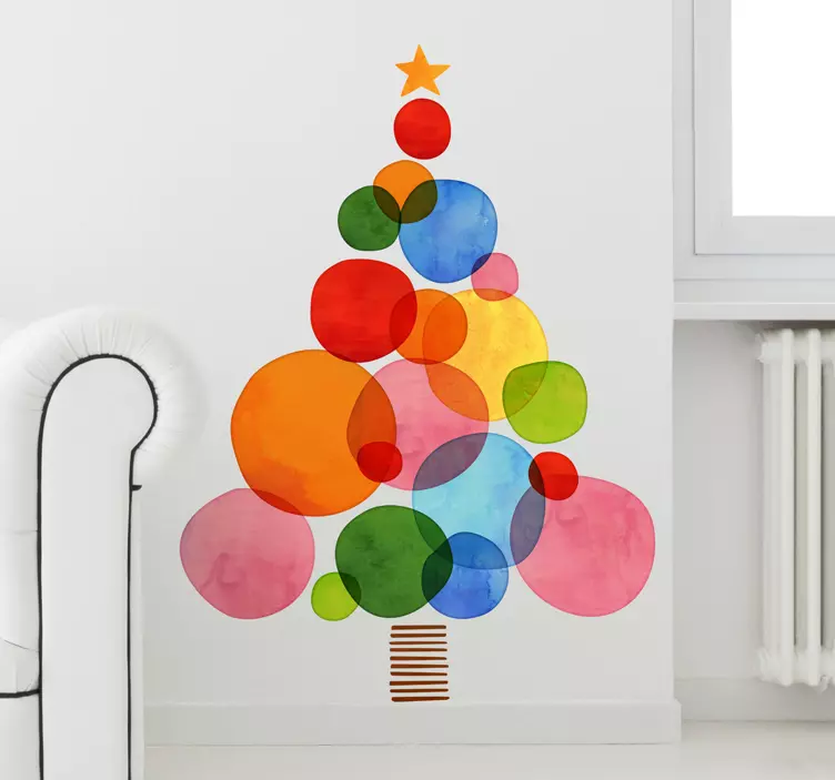 Muursticker Kerstboom Kleuren - TenStickers