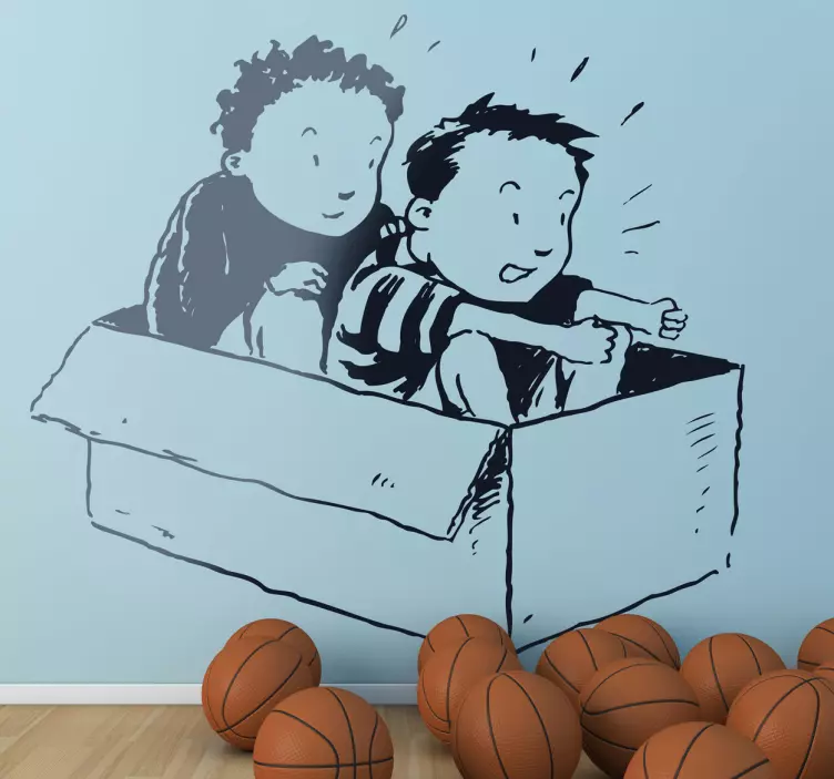 Muursticker kind doos zeepkistenrace - TenStickers