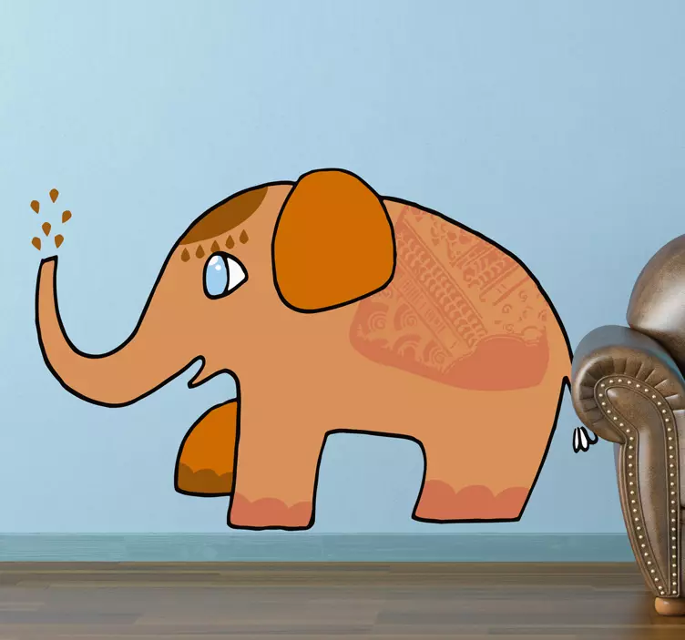 Muursticker kind olifant oranje - TenStickers