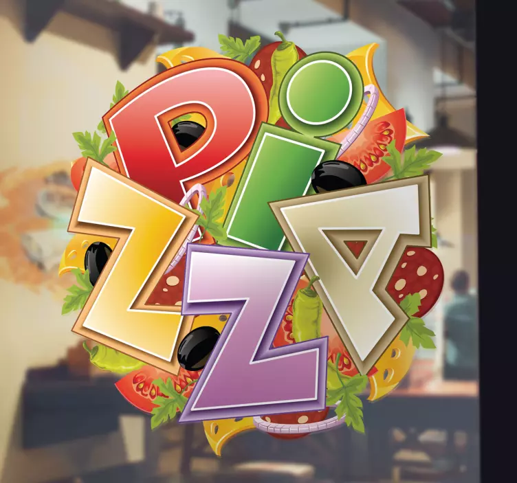Muursticker kind tekst pizza - TenStickers