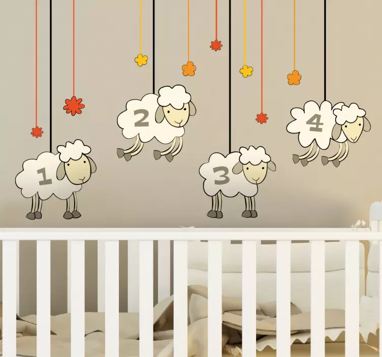 Muursticker kinderen schaapjes tellen - TenStickers