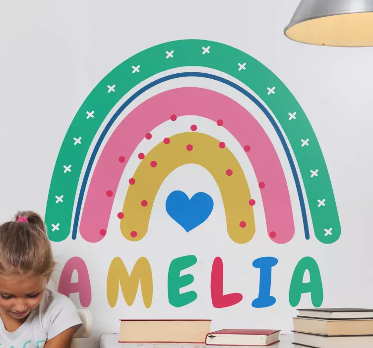 Muursticker kinderkamer gepersonaliseerde regenboogdecor - TenStickers