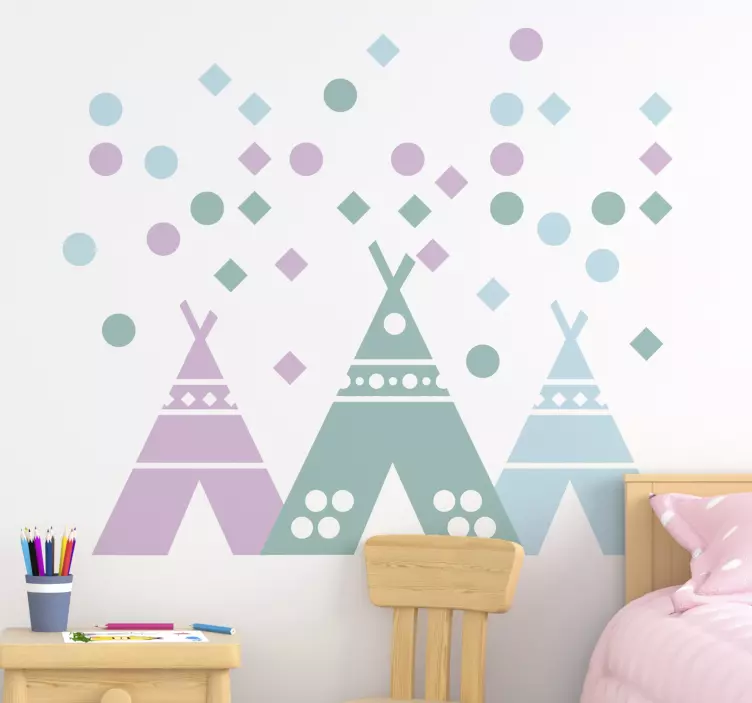 Muursticker kinderkamer levendige tipi motieven - TenStickers