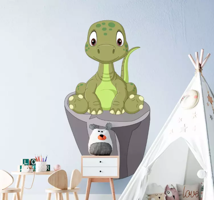Muursticker kinderkamer schattige zittende dinosaurus - TenStickers