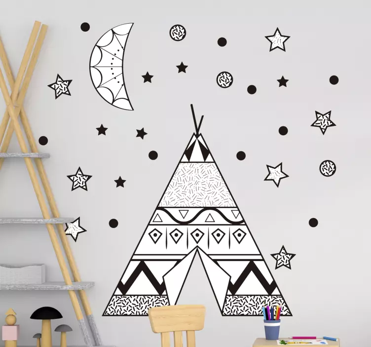 Muursticker kinderkamer tipi met sterren - TenStickers