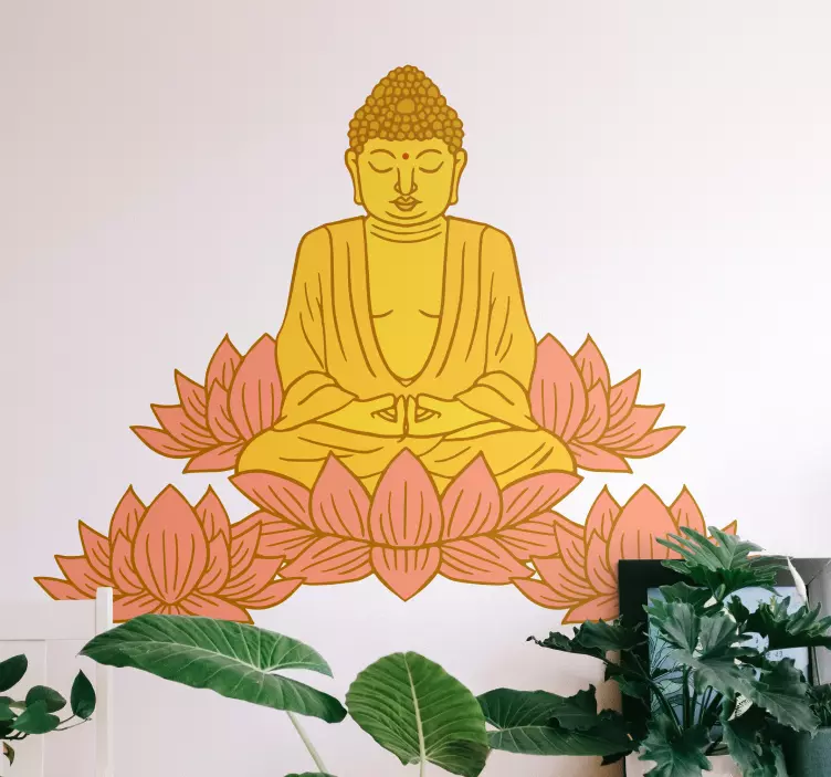 Muursticker kunst lotus boeddha figuur - TenStickers