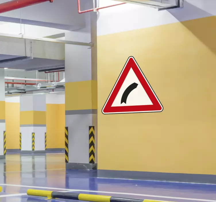 Muursticker let op aankomende bocht - TenStickers