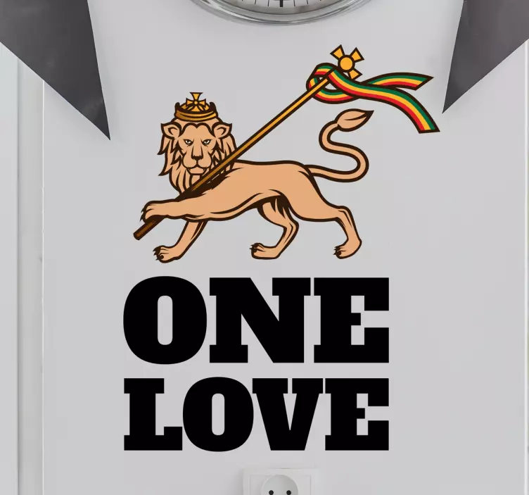 Muursticker One Love Rasta Leeuw - TenStickers