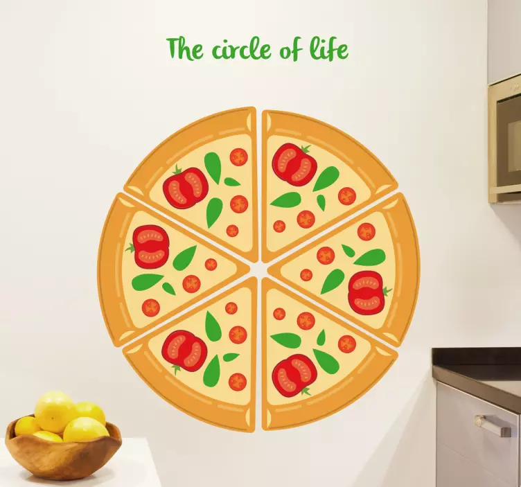Muursticker Pizza The Circle of Life - TenStickers