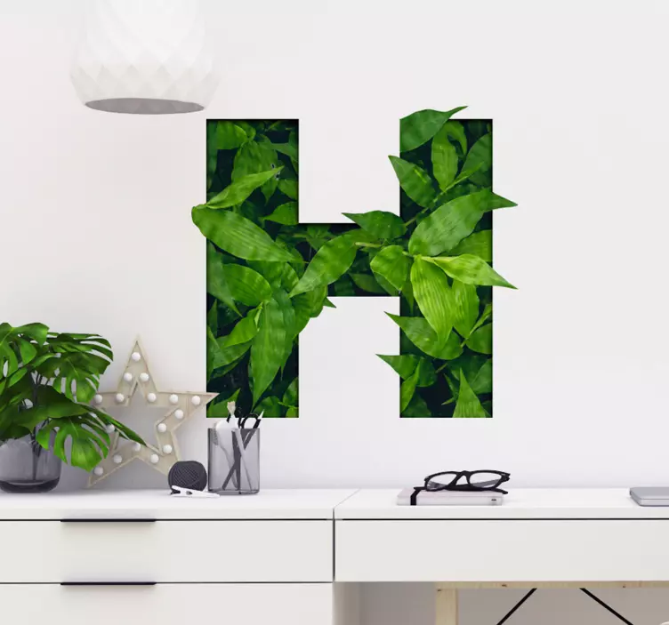 Muursticker planten letter h met bladeren - TenStickers