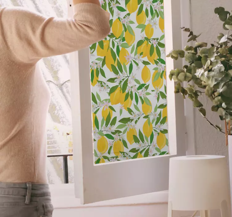 Muursticker planten levendige citroenen patroon - TenStickers