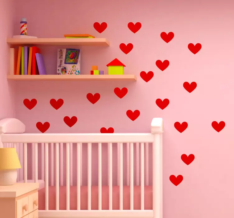 Muursticker rode Hartjes vorm - TenStickers