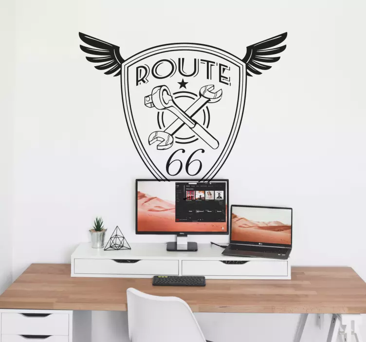 Muursticker Route 66 gereedschap logo - TenStickers