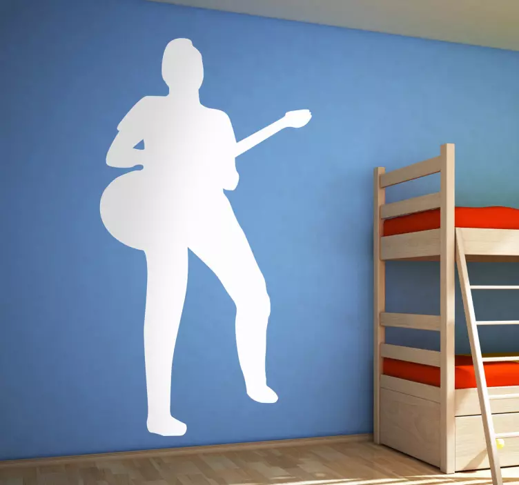 Muursticker silhouet gitarist - TenStickers