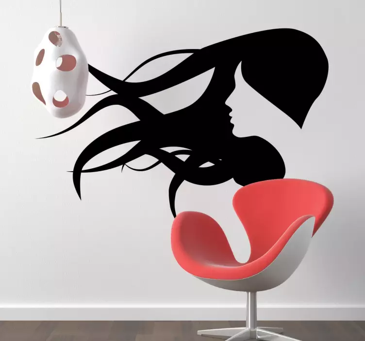 Muursticker Silhouet Vrouw in Wind - TenStickers