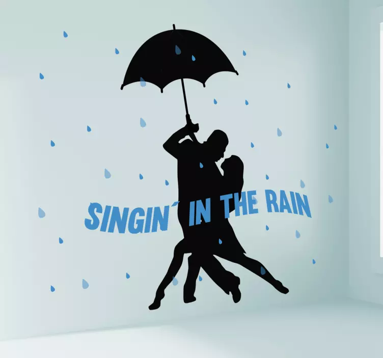 Muursticker silhoueten Singing in the rain - TenStickers
