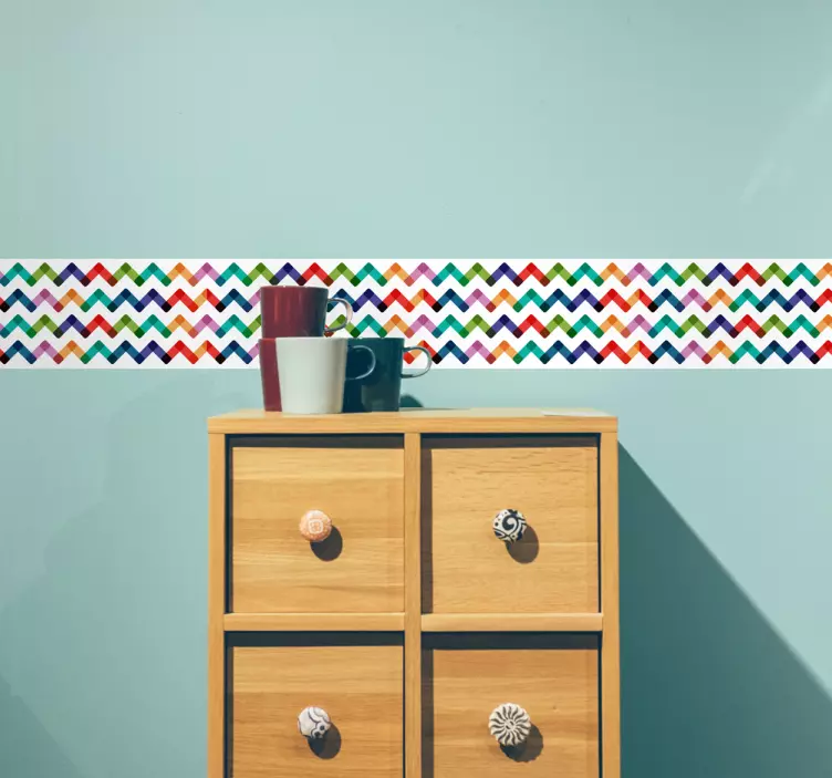 Muursticker stickerrand modern kleur lijnen - TenStickers