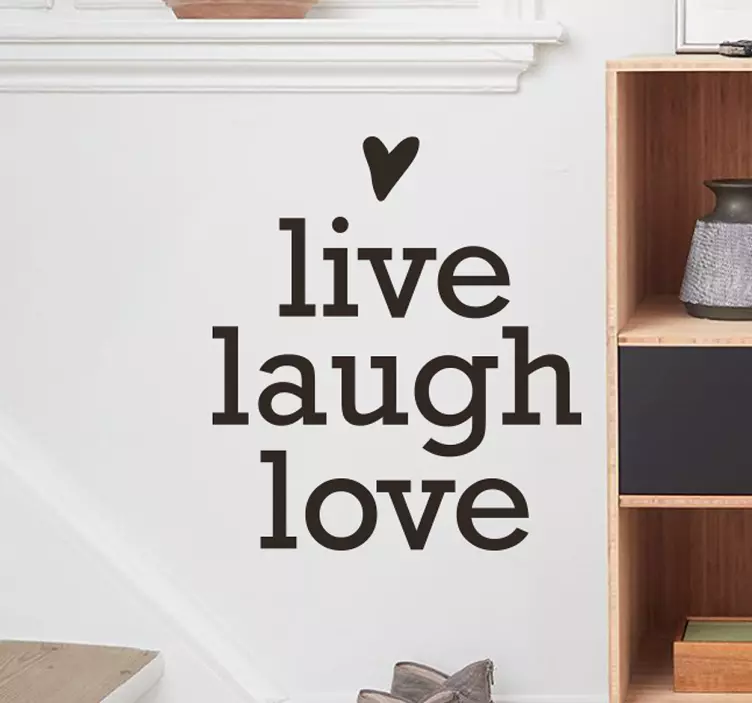 Muursticker woonkamer tekst Live Laugh Love - TenStickers
