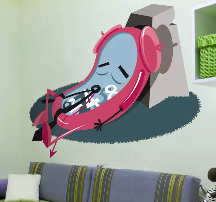 Muursticker vermoeide wekker - TenStickers
