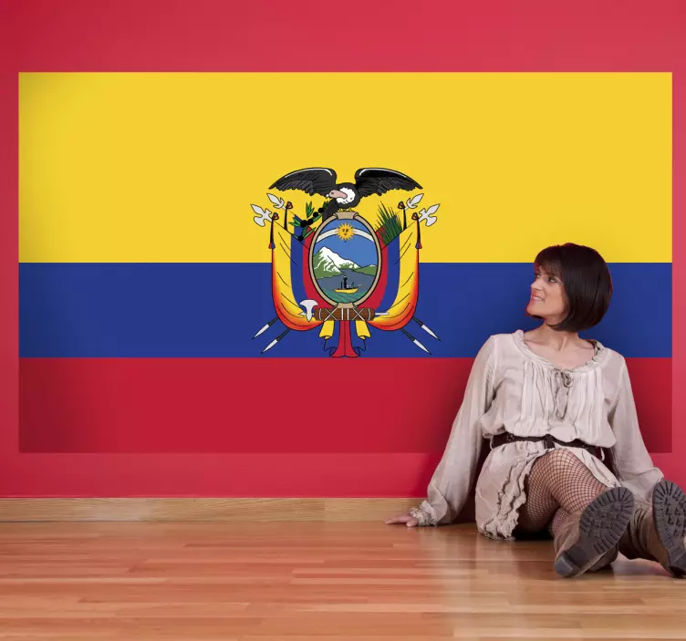 Muursticker vlag Ecuador woonkamer - TenStickers