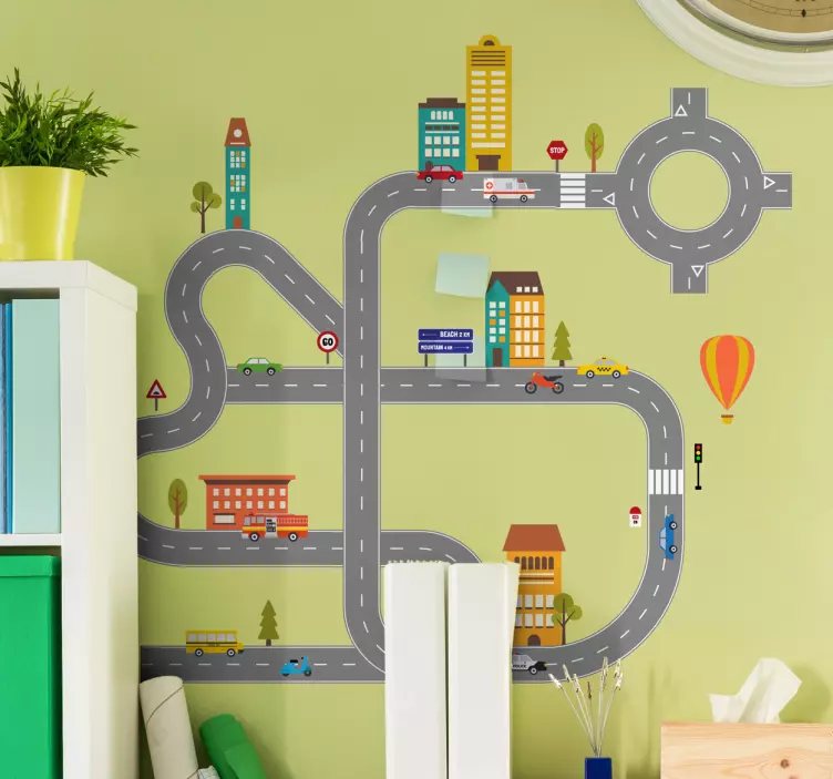 Muursticker voor kinderen wegen bouwen - TenStickers