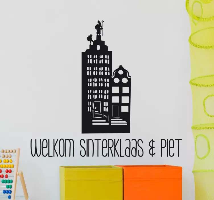 Muursticker welkom Sinterklaas en Piet - TenStickers