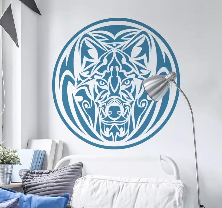 Muursticker wolf tribal - TenStickers
